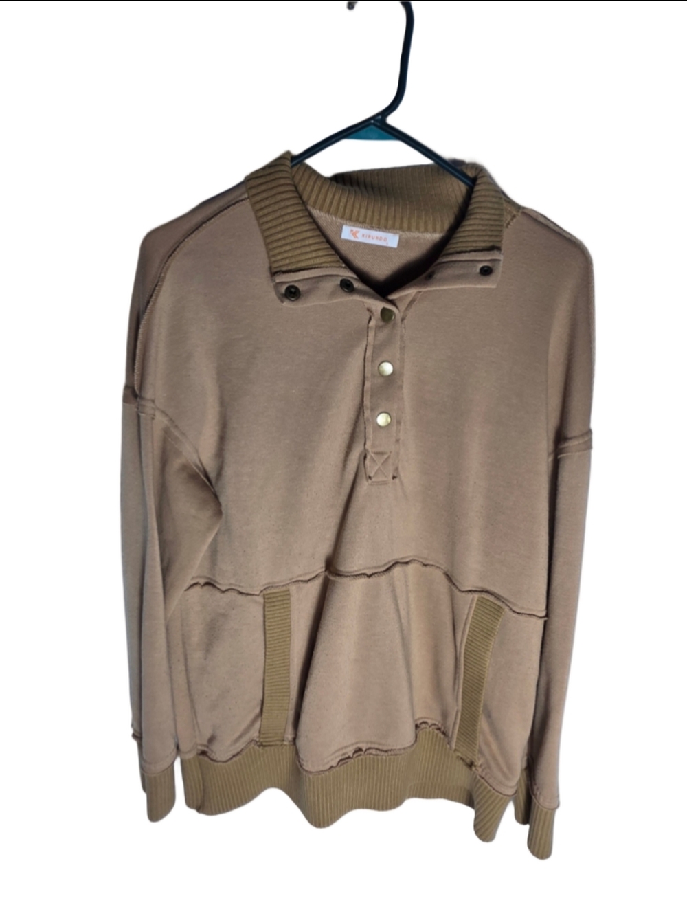 Women's Kirundo Sweatshirt Size L Beige Brown Pullover comfy fall unique style